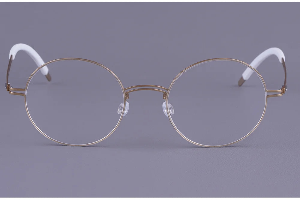 Round Screwless Pure Titanium Eyeglasses Frame