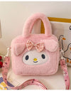 Sanrio Cartoon Plush Shoulder Bags Hello Kitty Kuromi Melody Cute Crossbody Bag Anime Children Handbag