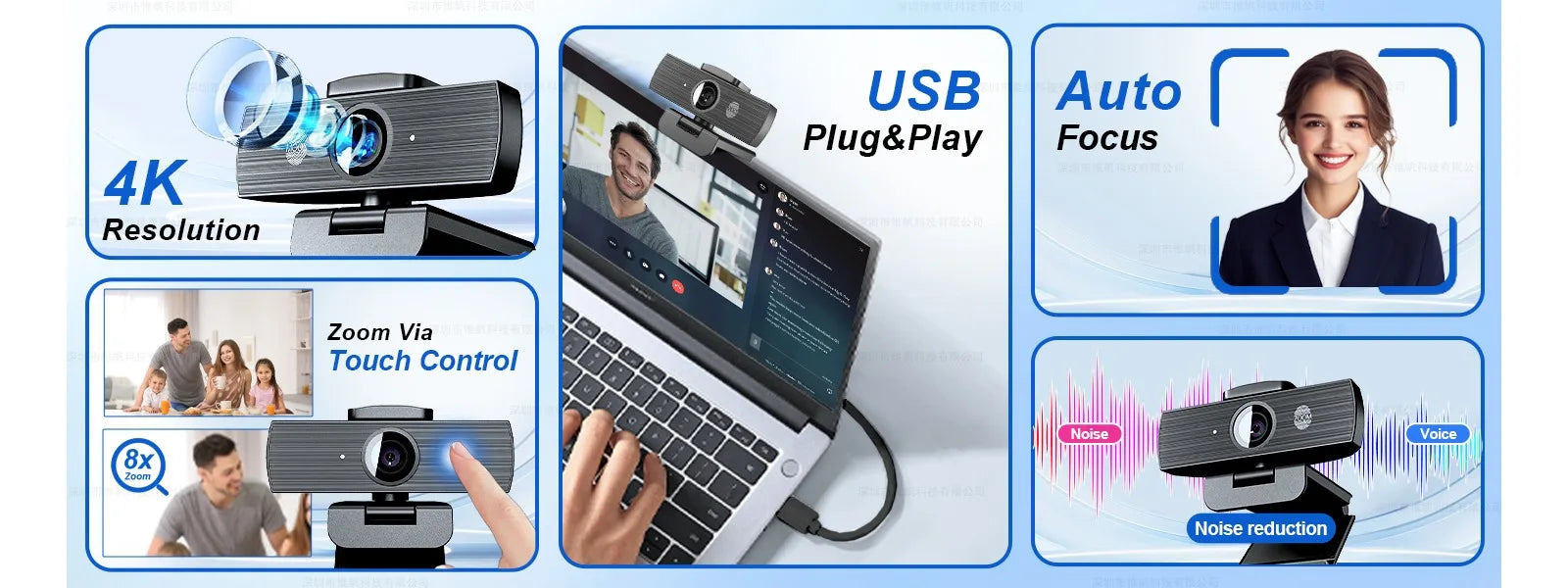 4K Webcam Mini Camera for Pc Autofocus megnetic Privacy Cover Dual Microphone for Live Streaming Online Class Video Conference