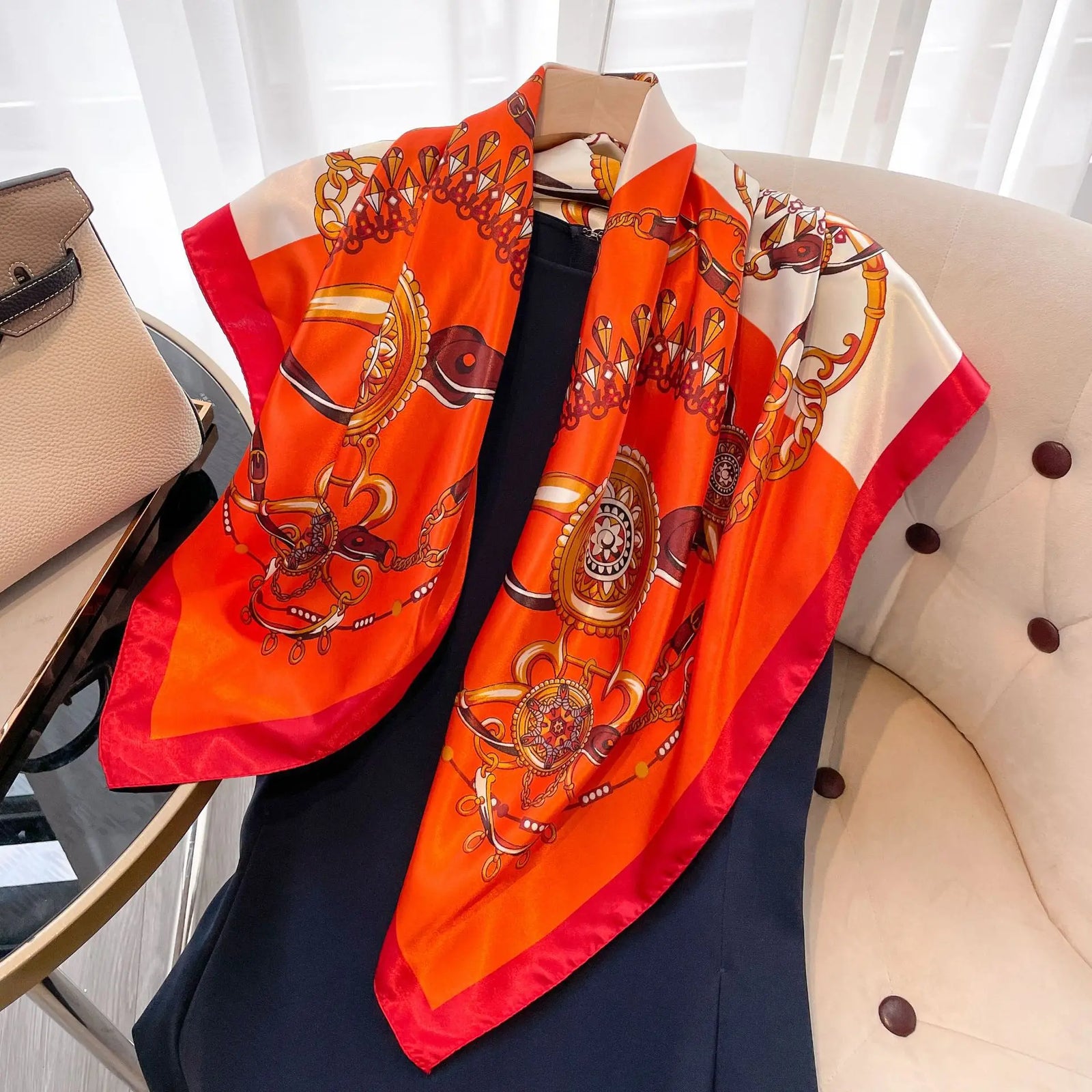 Square Women Scarves Silk Office Ladies Hair Neck Bandanna Headband Foulard Headcloth Muslim Headscarf Female muffler