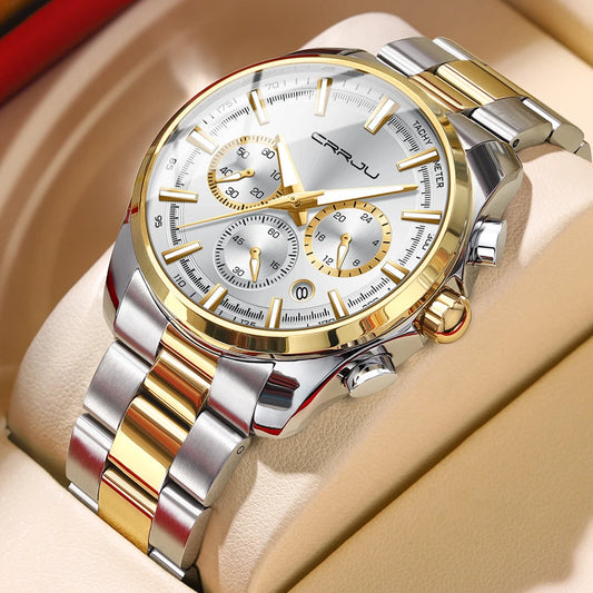 Men Watch Sports Casual Quartz Wristwatches with Chronograph Fashion Stainless Steel Auto Date Clock Male