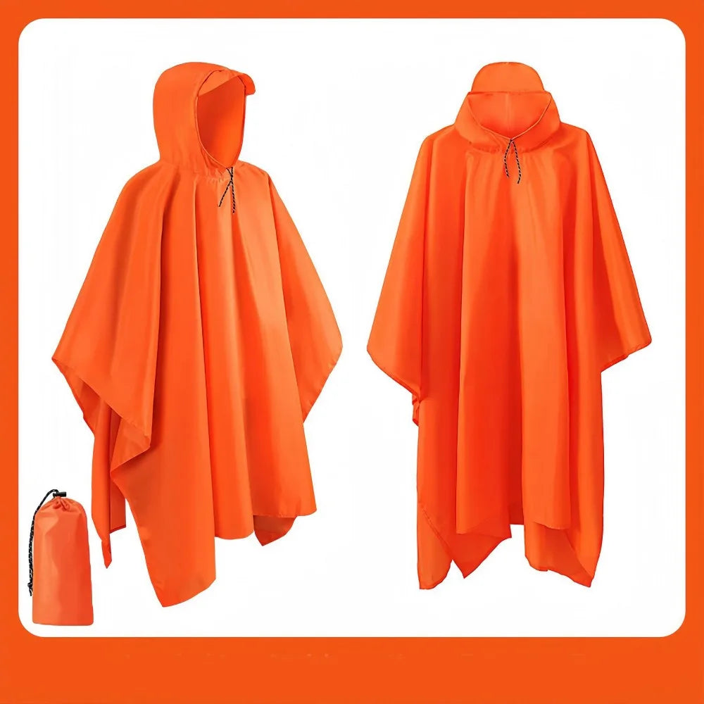 Three in One Waterproof Rain Poncho with Hood and Sleeves for Hiking