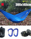 300x140cm Single Camping Hammock Lightweight Parachute Hammock with 2 Tree Strap 2 Hooks Lightweight Portable Camping Hammocks
