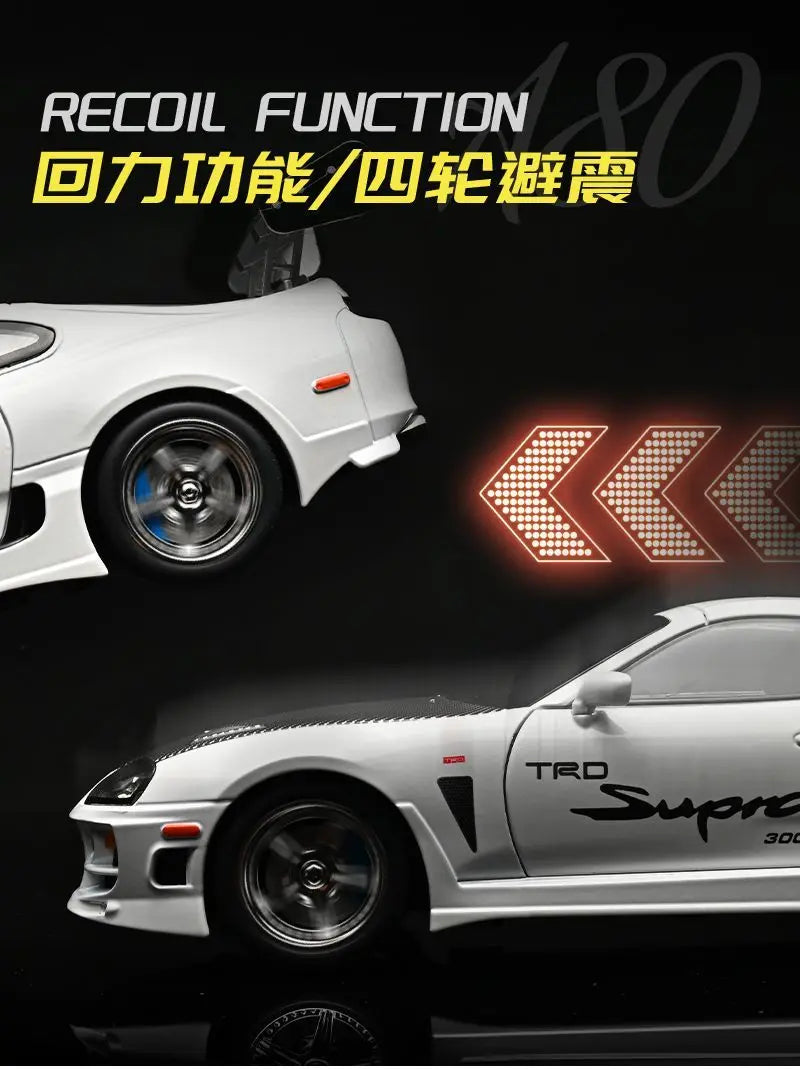 1 24 Scale Supra A80 JDM Supercar Diecast Pull Back Model Car with Sound and Light
