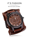 Men Watches Luxury Big Dial Quartz Lovers Watch Wide Genuine Leather Punk Bracelet Sport Wristwatch