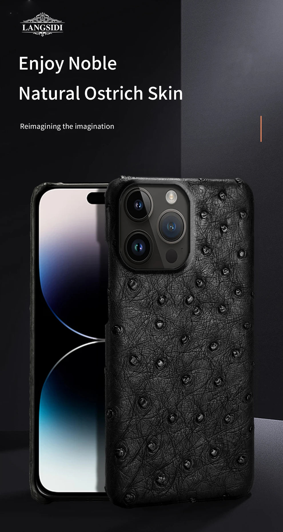 100% Natural Ostrich Leather Phone Case for iPhone 16 15 14 Pro Max 14Pro 16 Plus 15Pro 16Pro luxury Back Cover