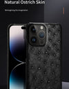 100% Natural Ostrich Leather Phone Case for iPhone 16 15 14 Pro Max 14Pro 16 Plus 15Pro 16Pro luxury Back Cover