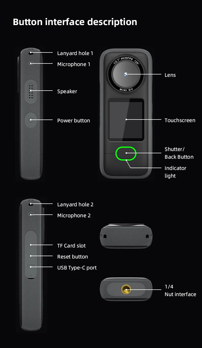 4K Wifi Action Camera Mini Sports Camera Waterproof Touch Screen HD Sport Cam for Travel Motorcycle Driving Recorder Bodycam