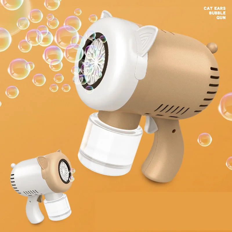 Cute Cat Electric Automatic Light Bubble Machine Bubbles Gun Summer Beach Bath Outdoor Game Fantasy Toys