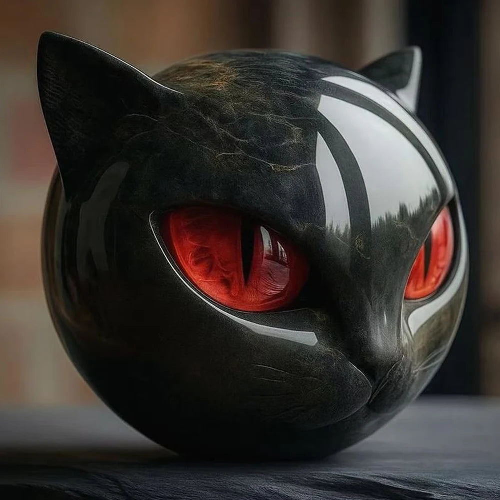 Room Embellishment Finish Home Decor Amber Eyes Black Cat Figurine Resin Ornament Halloween Office Bookshelf Decor