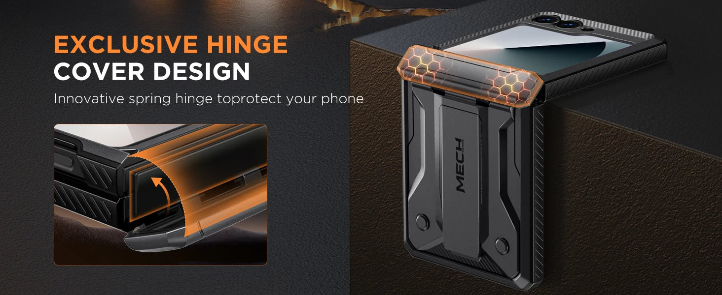 for Z Flip 6 Case with Kickstand Belt-Clip Hinge Protection Cover Screen Protector Military Grade Shockproof Phone Case