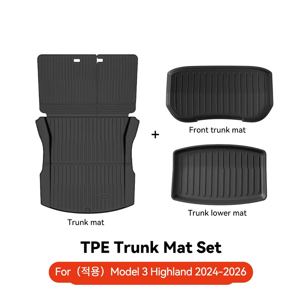 TPE Trunk Mat for Tesla Model 3 and Model Y Highland 2021 2026 Waterproof Cargo Liner