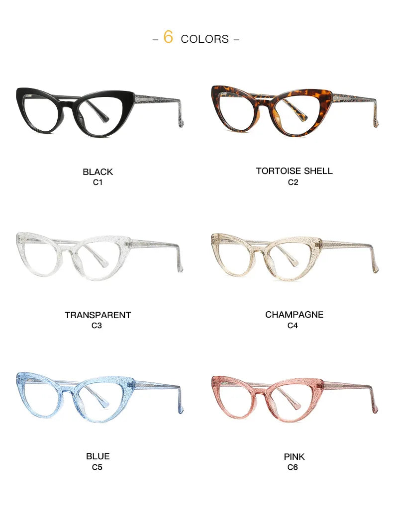 HONGMEI Women's Cat's Eye Small Frame Fashion Reading Glasses Myopia Hyperopia Anti-Blue Light Customized Prescription