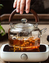 1100ml Suction Handle Beam Glass Teapot With Tea Strainer Infuser Steaming and Boiling Flower Tea Puer Dual-use Tea Pot