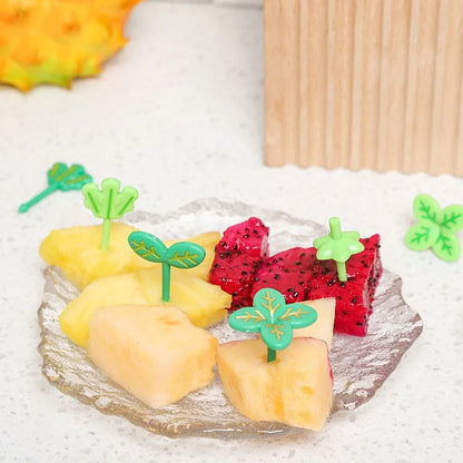 40/8pcs Cute Mini Fruit Fork Toothpick Four-leaf Clover Children Food Fruits Dessert Picks Toothpicks Party Kitchen Accessories