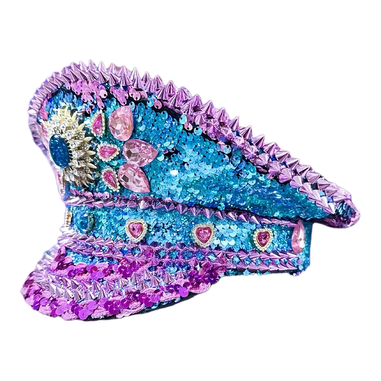 Luxury Festival Rhinestone Captain Hat Military Cap Sergeant Hat Hen Do Hat Mucis Festival Steampunk Caps Fashion Masquerade