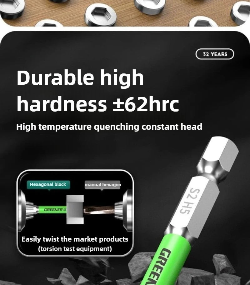 Hexagon socket Bit set Impact Drill Bits, Hex Head Tungsten Steel Screwdriver Bits Suit 1/4 Inch Hexagonal Shank