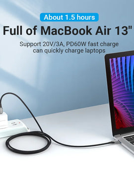 USB Type C To USB C Cable PD60W Fast Charging Cable USB C Cable for iPhone 16 15 Quick charge Cables 3A C Wire Data Sync