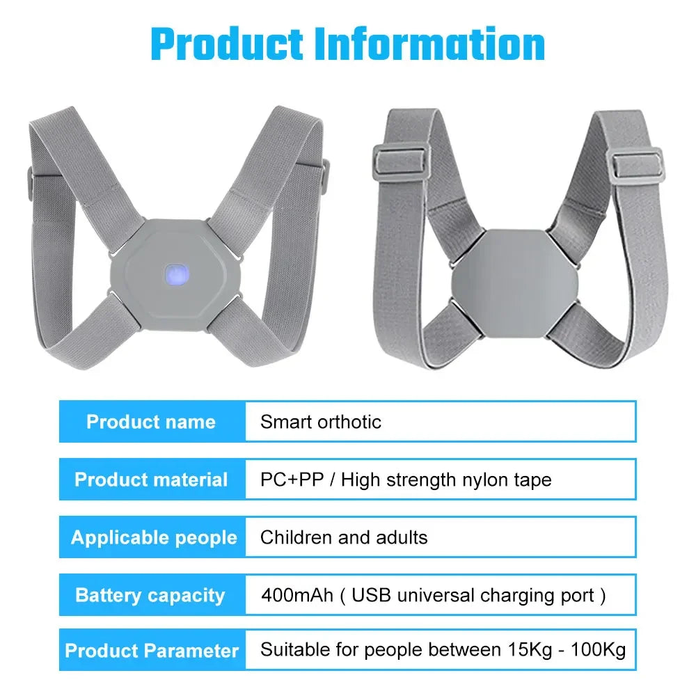 Intelligent Posture Corrector Back Posture Trainer Clavicle Spine Shoulder Correction Smart Tips Adjustable Length Back Support