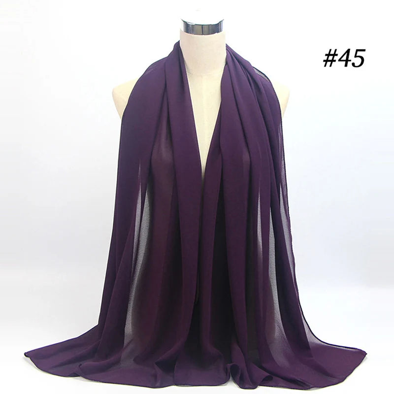 Muslim Chiffon Hijab Women Bubble Chiffon Scarf For Women Ladies Veil Muslim Islam Solid Color Malaysia Wrap Scarves