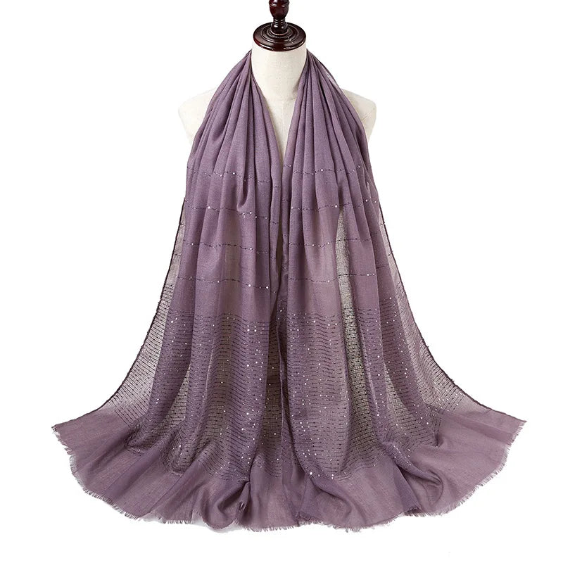 Cotton Hijabs Scarf Muslim Islamic Headscarf For Women Lady Soft Cotton Linen Tassel Sequins Islamic Hijab Shawl Wraps