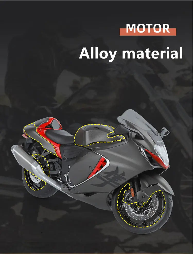 Diecast Suzuki Hayabusa GSX1300R Motorcycle Model 1 to 9 Scale