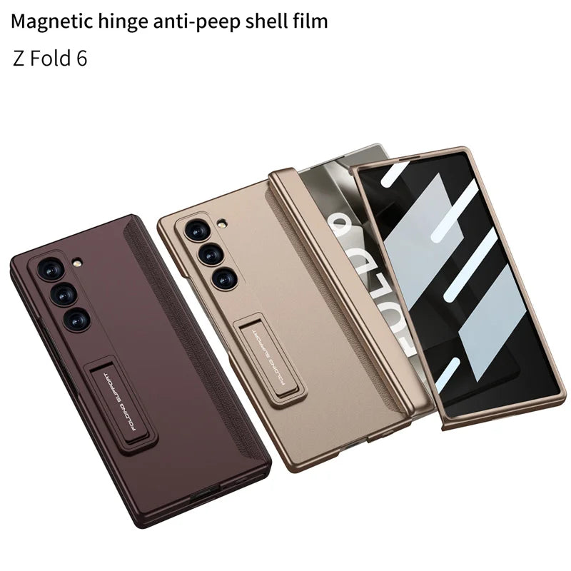 Luxury  Hinge Case for Samsung Z Fold 6 3 4 5 Case with Anti-peeping Glass All-inclusive Shockproof Shell Case