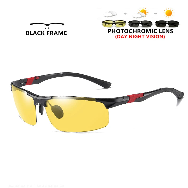 Aluminum Photochromic Polarized UV400 Day Night Driving Sunglasses for Men Women