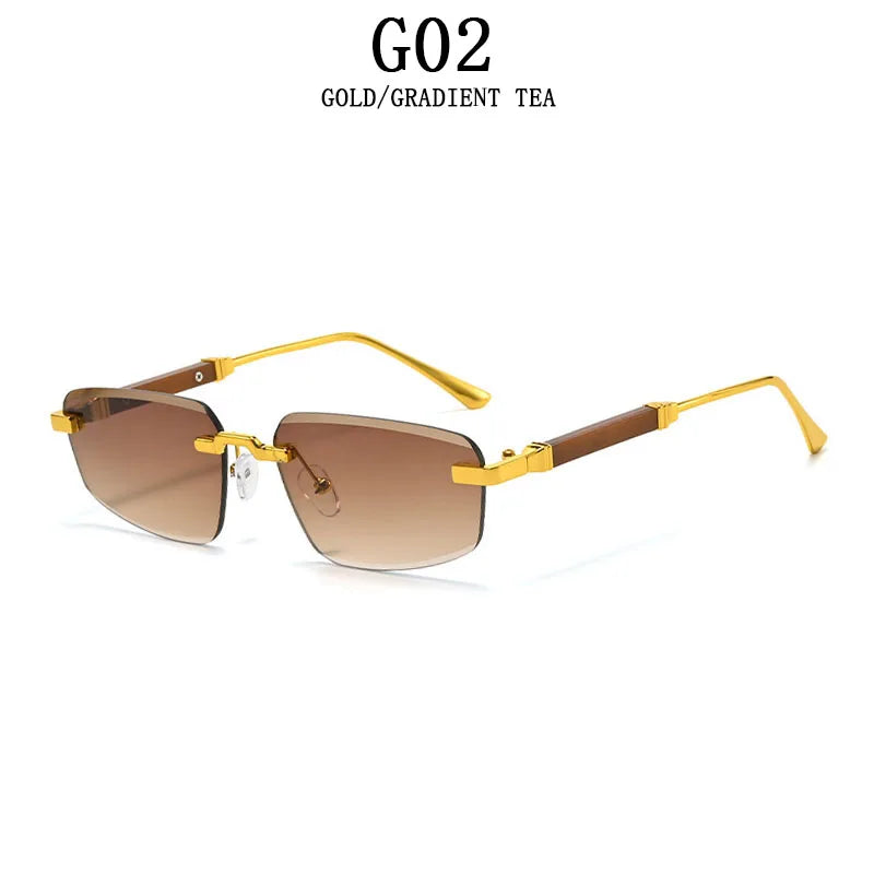 Rimless Wooden Sunglasses With UV400 Protection
