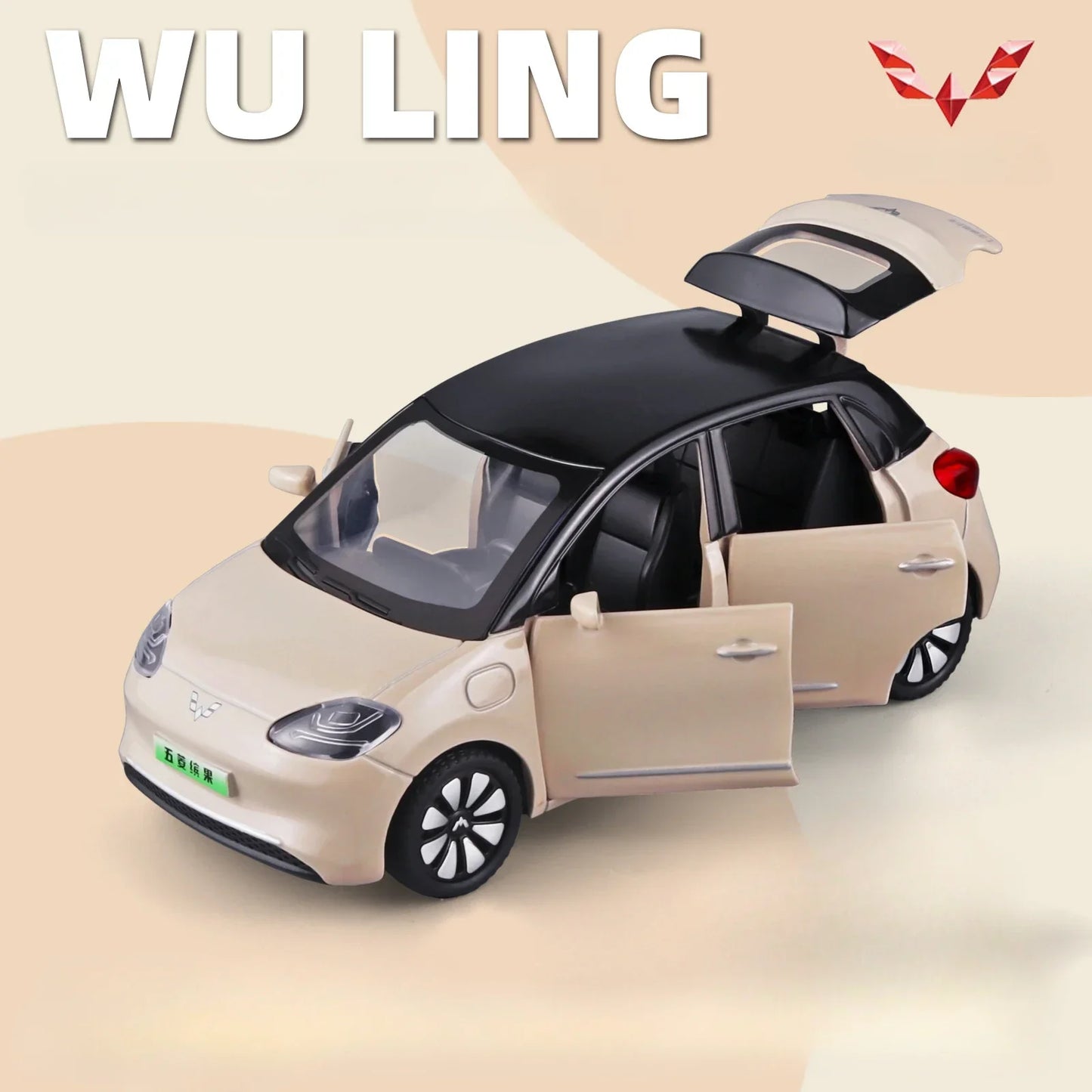 1/32 New Energy Electric Car Model Toy Wuling Binguo Alloy Diecast Vehicles with Sound Light Collection Toys