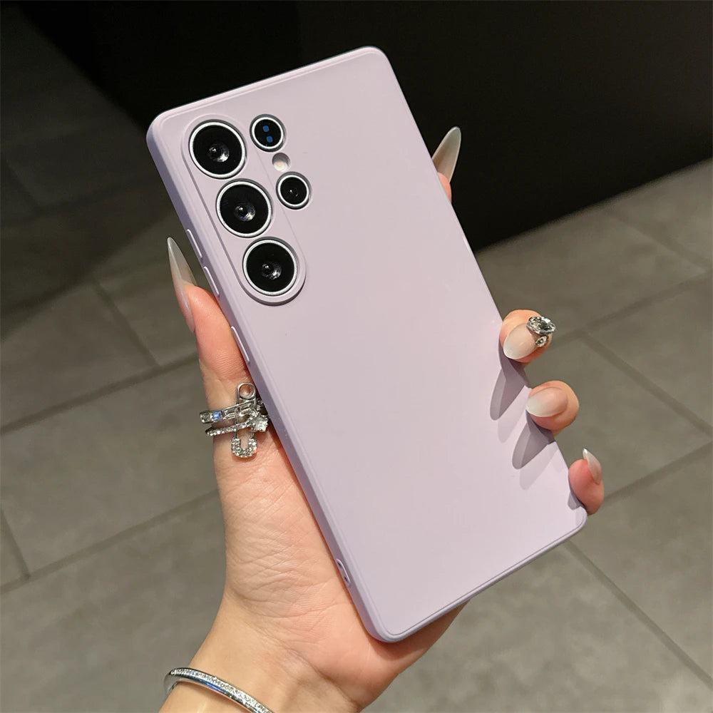 Candy Color Original Liquid Silicone Phone Case For Samsung S25 Ultra S22 S23 FE S24 Plus 5G Shockproof Soft Full Cover