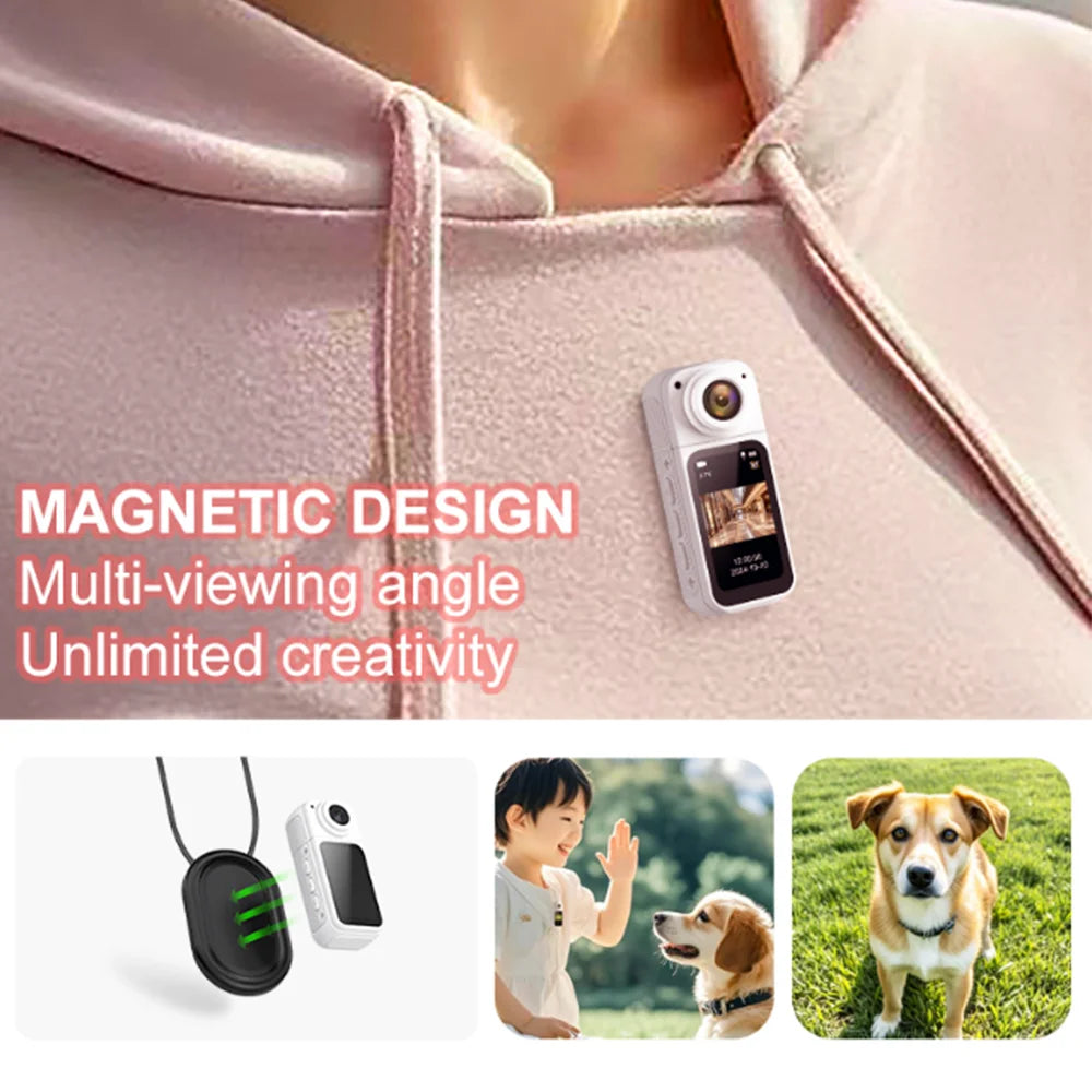 Thumb Action Camera Mini 2.7K Sport Cameras Pocket Cam Instant 180°Angle WIFI Moto Recorder megnetic Attraction Bracket Camera