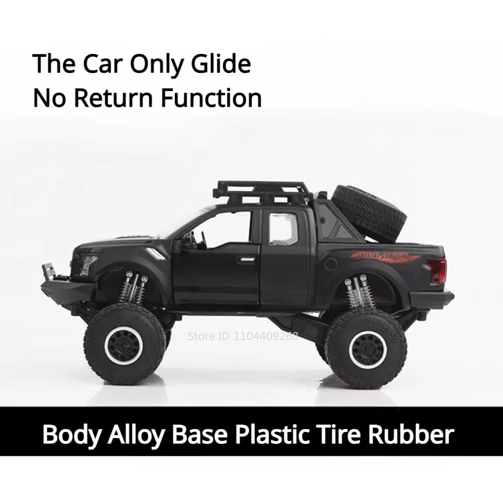 1:32 Scale Raptor F-150 BigFoot Pickup Car Model Toy Pull Back Sound&Light Off Road Truck Models Collection Gifts