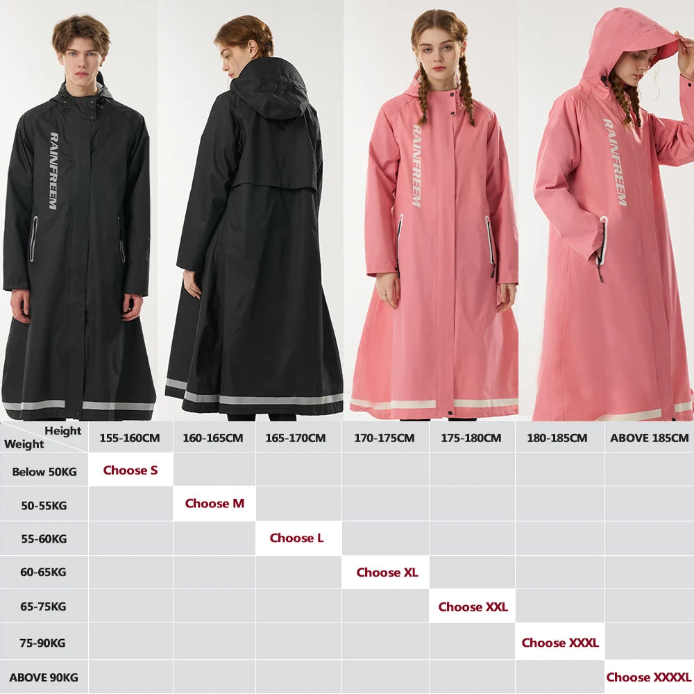 Long Waterproof Oxford Cloth Rain Poncho with Hood for Adults