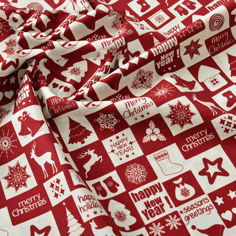 Pure Cotton Digital Printing Christmas Flower 60SManual DIY Decorate Fabric Pillow Clothes Christmas Theme Autumn and Winter New