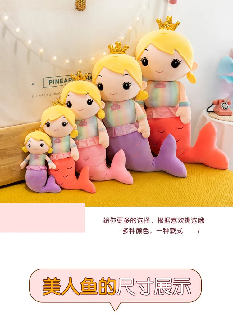 Kawaii Mermaid Plush Pillow Toy Cute Stuffed Doll for Kids Girls Bedroom Decor Perfect Christmas Birthday Gift Soft Cuddly Toy