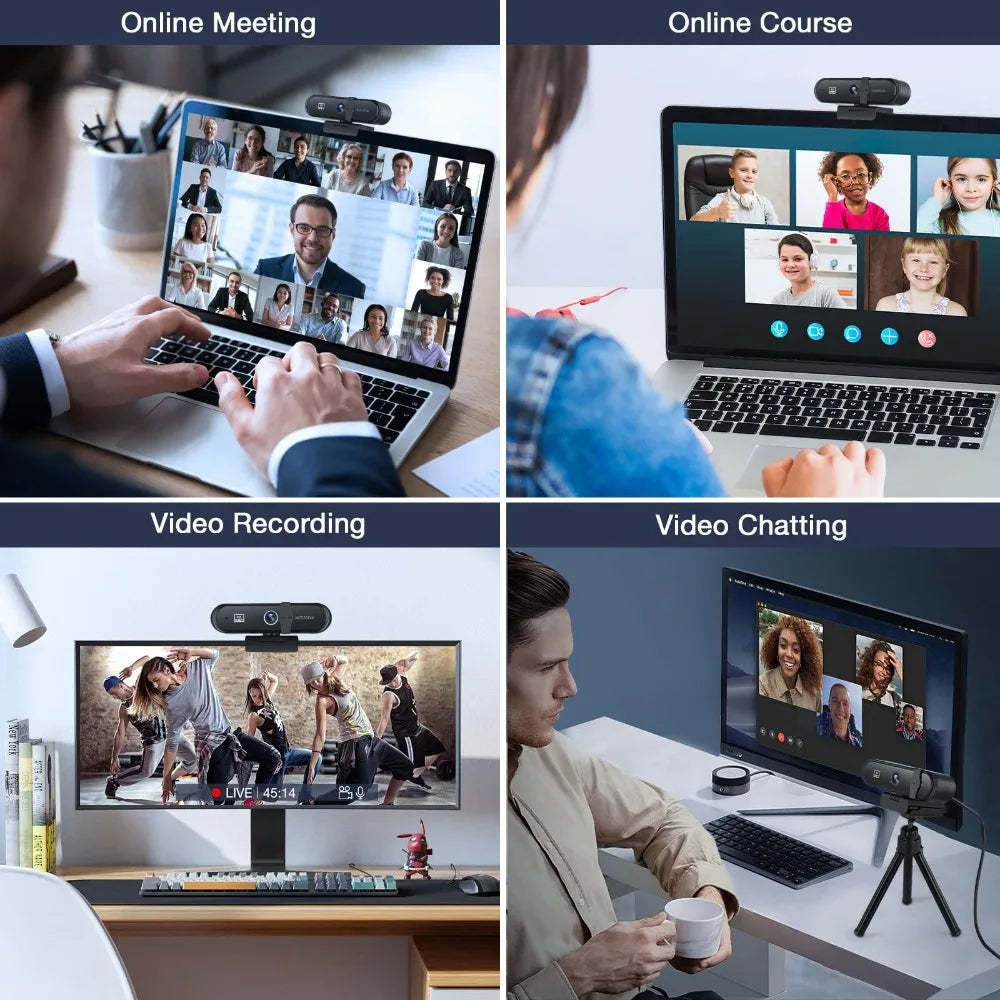 1080P HD Webcam Camera Streaming Rotatable Web Cam for Pc USB Cam for Meetings Streaming Online Classes Universal Tripod Mount