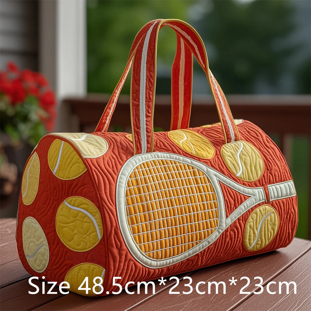 Tennis Racket 3D Printed Quilted Duffel Bag Large Capacity Sports Travel Gym Bag Fashion Weekender Overnight Bag for Men Women