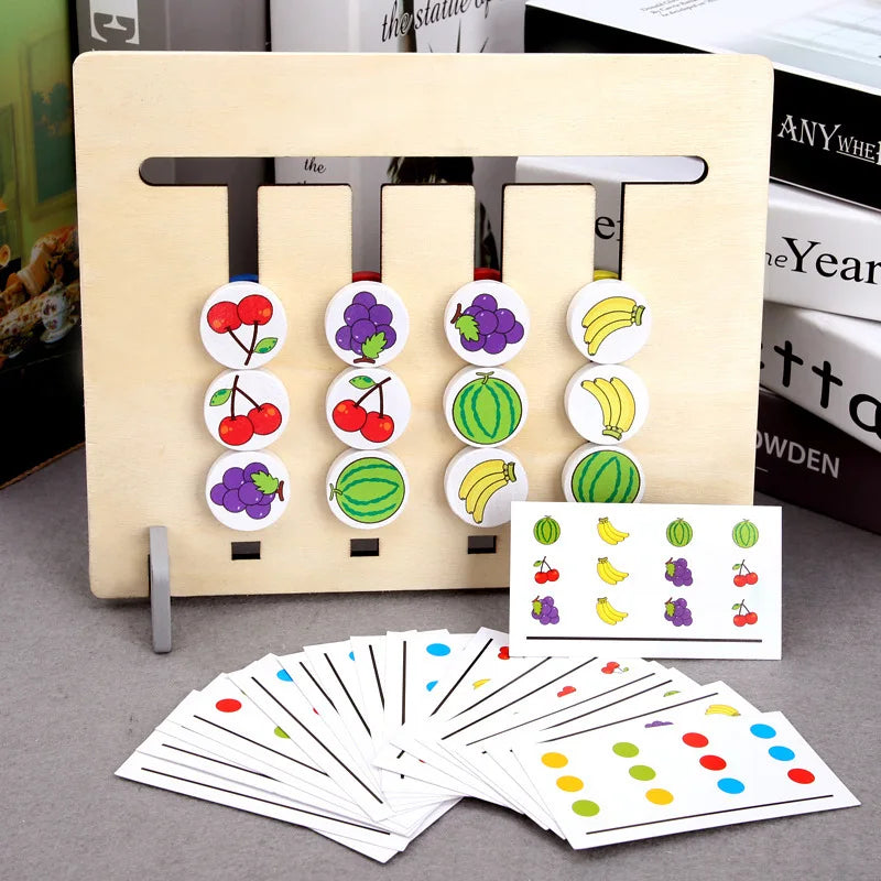 Montessori Wooden Toys Double-sided Matching Games for Kids 2 3 4 Years Logic Thinking Training Activity Board Baby Wooden Toys