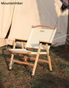 Outdoor Chair Camping Folding Portable Backrest Chair Camping Leisure Faux Wood Armrest Fishing Garden Chair