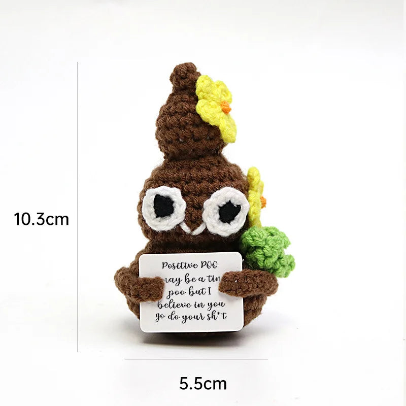 3 Pcs Positive Crochet Hedgehog Doll with Affirmation Card Home Room Decoration Funny Handmade Plush Doll Ornaments Christmas Gifts