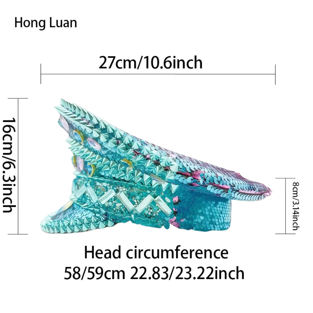 Blue Beach Elegant Burning Man Steampunk Top Hat, Captain Hat Rhinestone Woman, Cruise Party Caps for Man Original