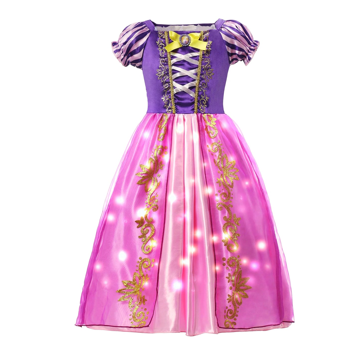 Rapunzel Princess Dress Costume LED Light Up Roleplay Disguise Fancy Kids Halloween Birthday Costume