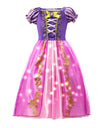 Rapunzel Princess Dress Costume LED Light Up Roleplay Disguise Fancy Kids Halloween Birthday Costume