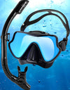 Snorkel Mask Set Silicone Swimming Goggles Diving Training Kit Dry Top Colorful Len Wide View Tempered Glass Anti-Leak Adults