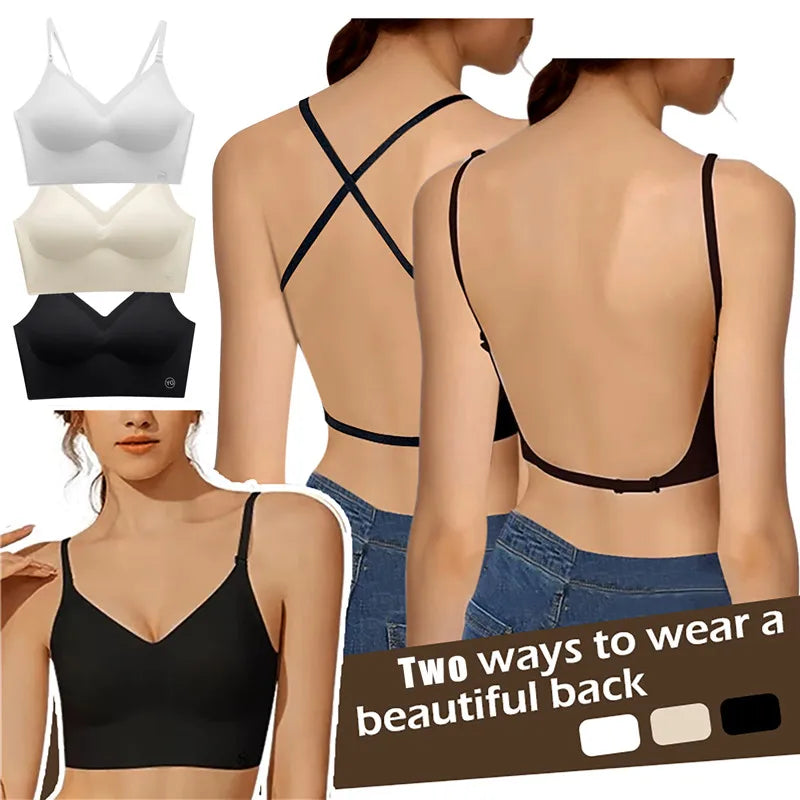Womens Deep U Neck Seamless Wireless Plunge Bra