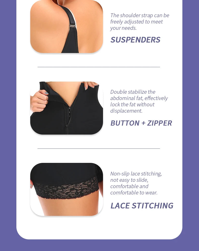 Women's Shapewear Bodysuit  Slimming  Butt Lifter Full Body Shaper Bbl Tummy Control Open Crotch Ziper