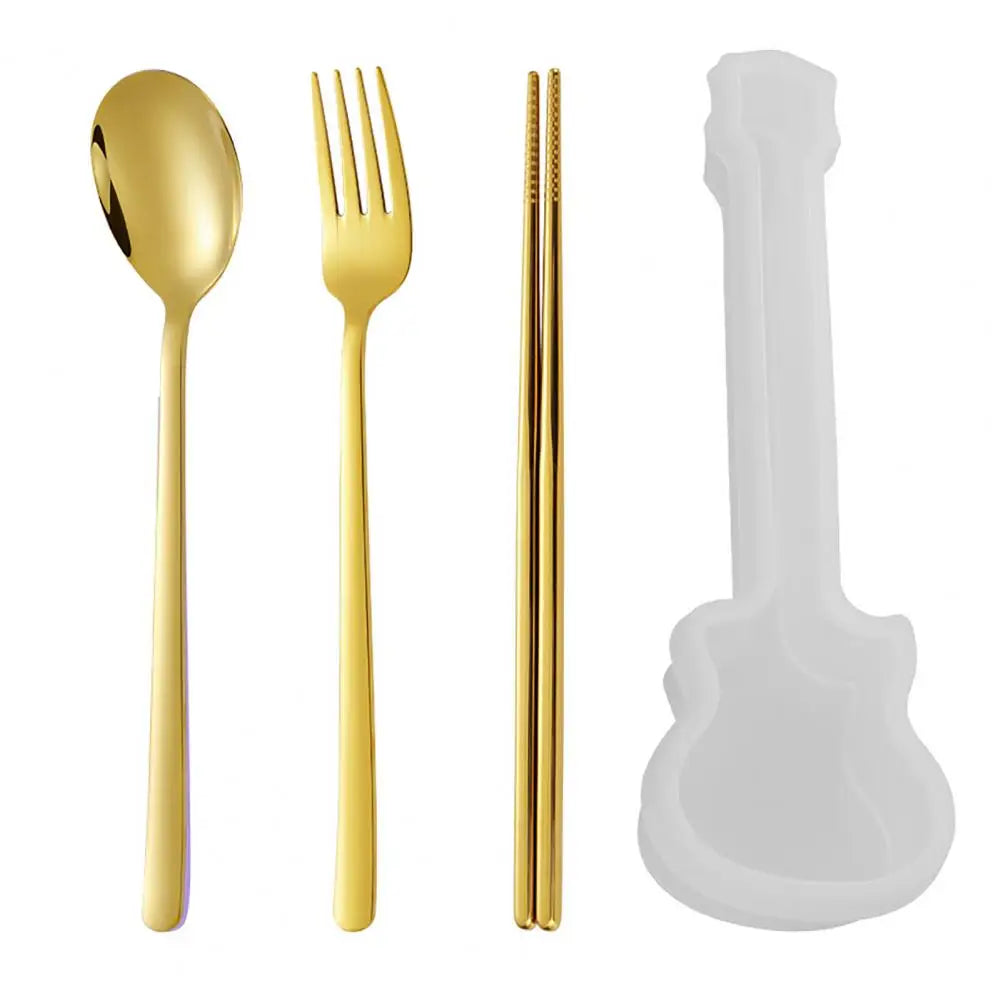 2/3Pcs Cutlery Set Fork Spoon Chopsticks Dinnerware Set 304 Stainless Steel Portable Travel Flatware Guitar Box