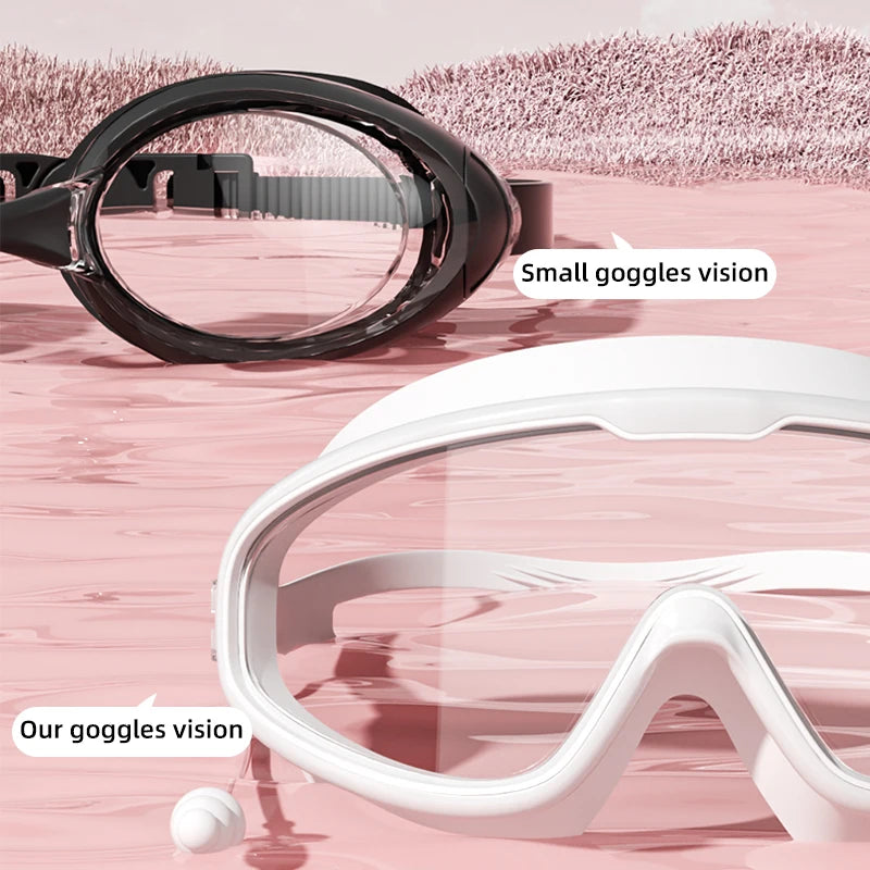 Swimming Goggles Big Frame Swimming Goggles Big Frame HD Wide View Anti-Fog UV Protection Swimming Goggles for No Leaking