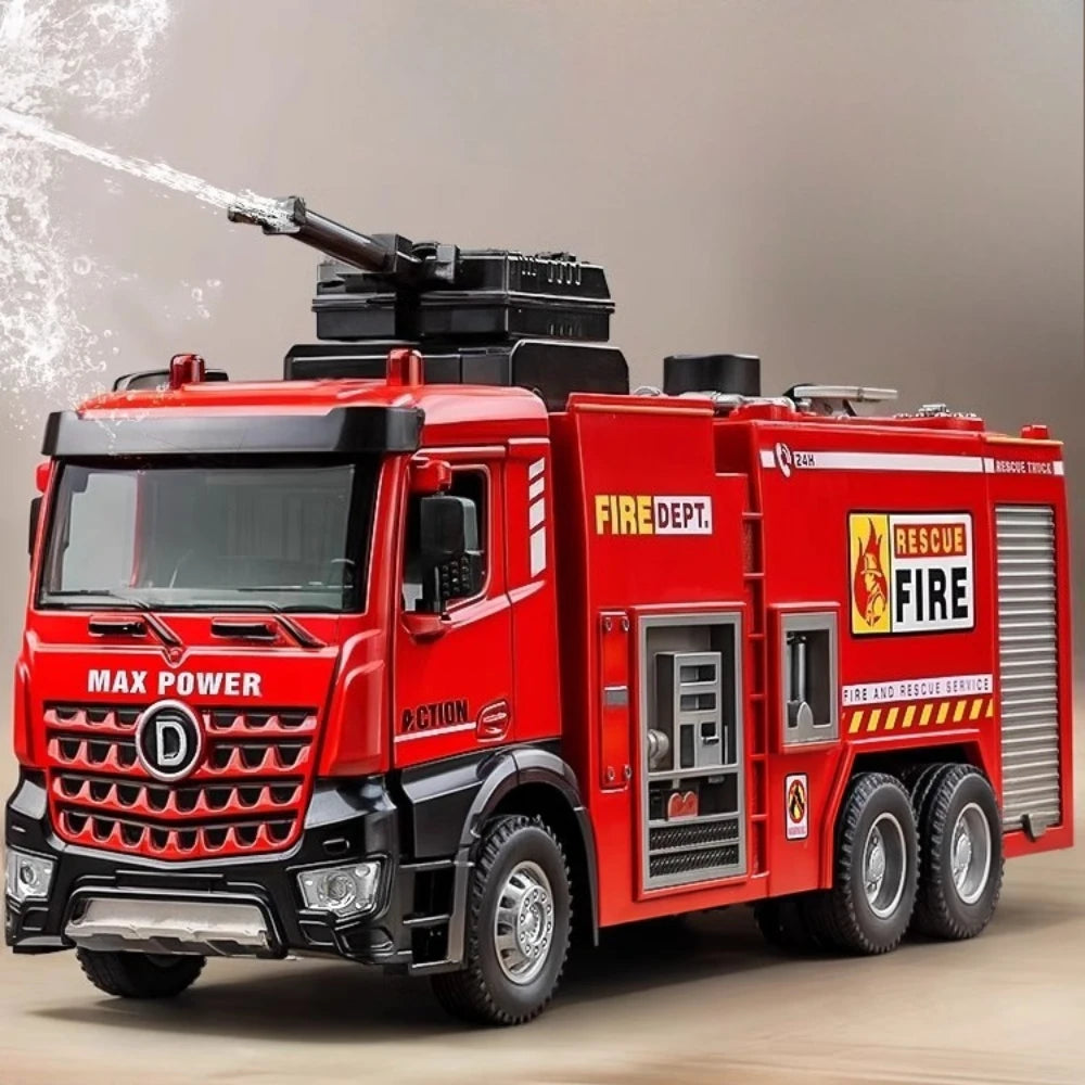1:32 Ladder Truck Water Tanker Military Missile Rocket Launcher Trucks Model Toy Car Metal Diecast Sound Light Models Boys Gifts